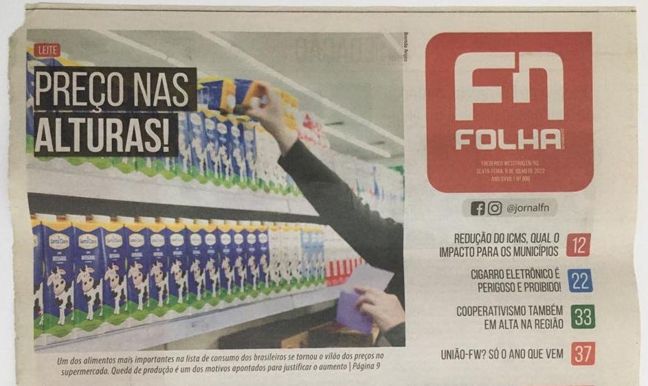 Leite supera preço da gasolina