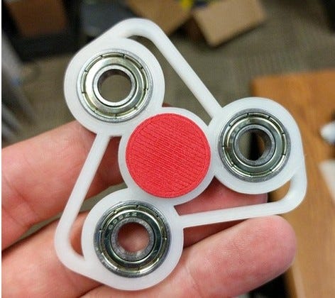 WHITE NINJA Fidget 3D Printed Hand Spinner With Red Steel Bearings _ EDC -  USA