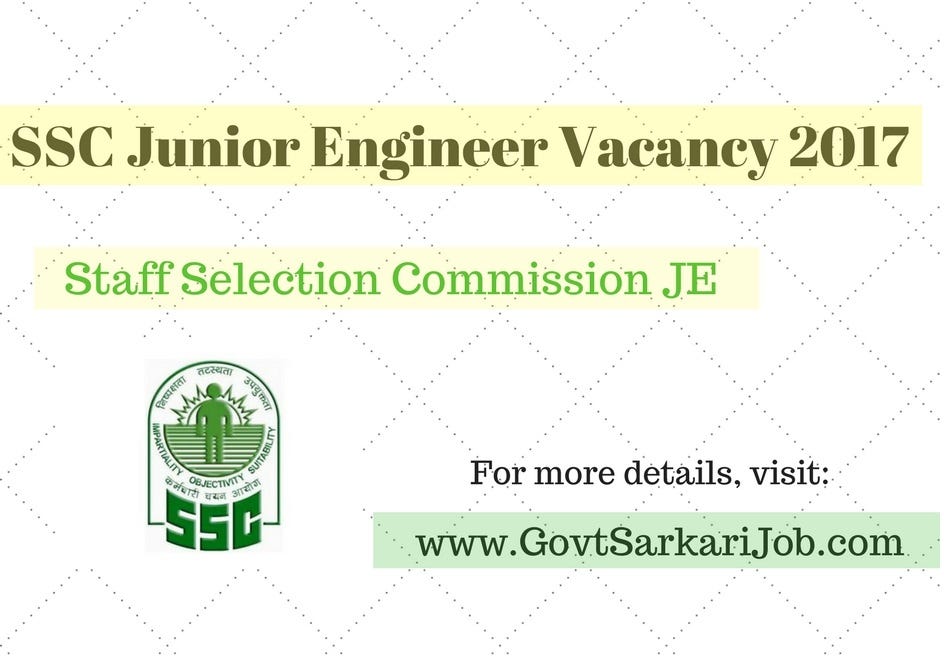 Staff Selection Commission Junior Engineer SSC JE Online Form 2017
