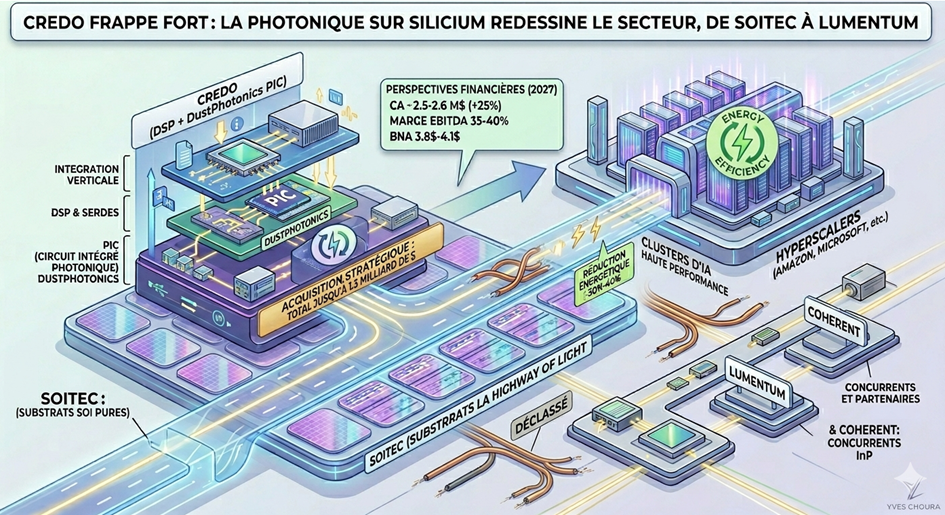 Credo frappe fort : la photonique sur silicium redessine le secteur, de Soitec à Lumentum