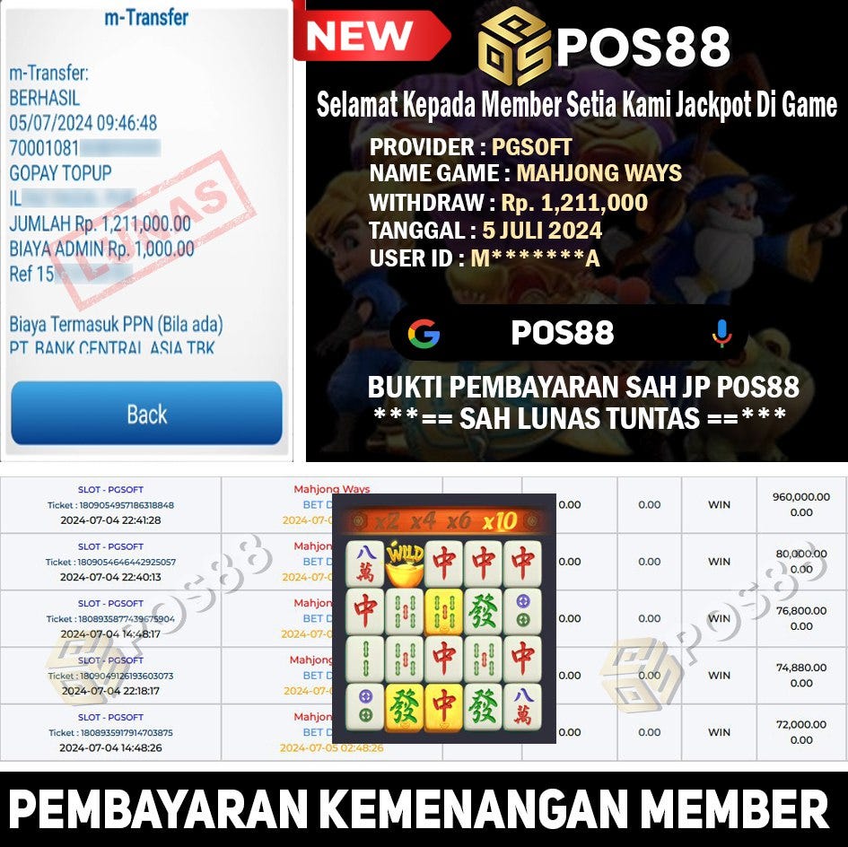 BUKTI PEMBAYARAN SAH/VALID JACKPOT POS88 5 JULY 2024 by Bukti Jp
