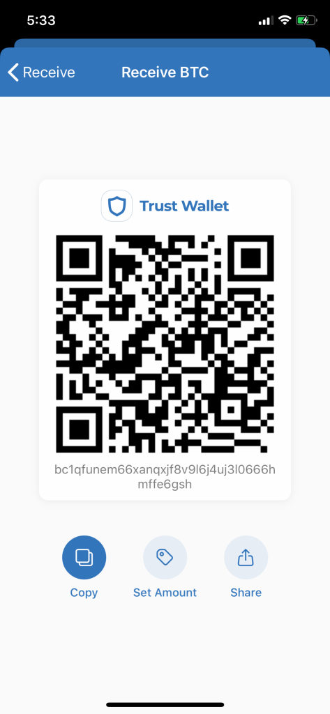 Exemple QR-code Bitcoin (BTC) address