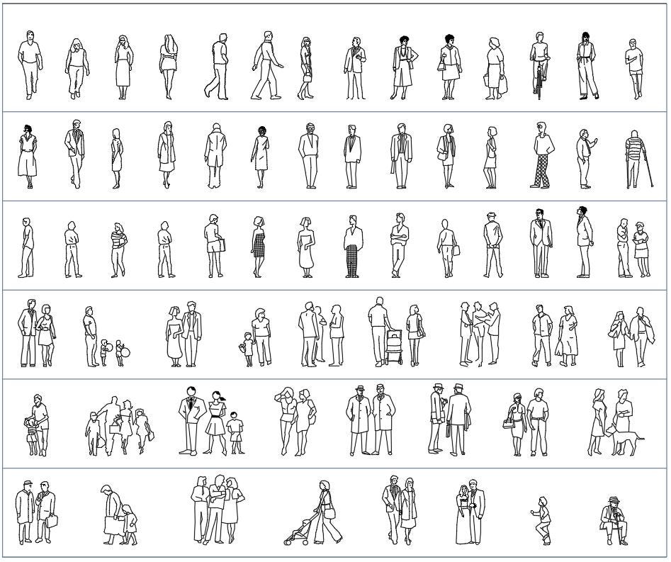 People CAD Blocks Elevation View Drawings for Architectural Design