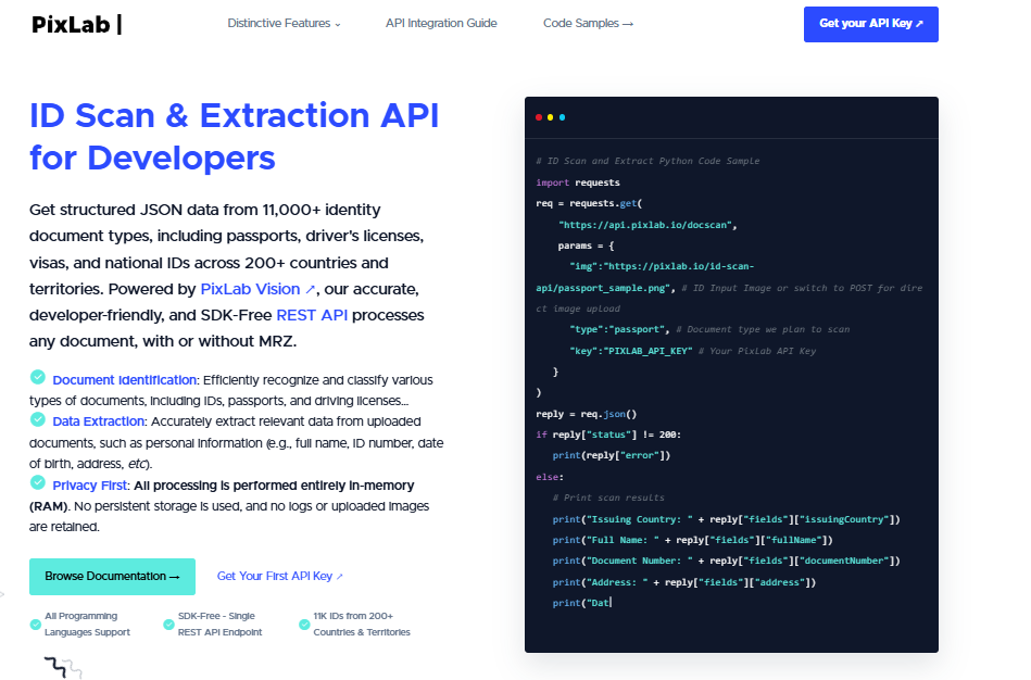 PixLab DOCSCAN, The Developer-Friendly, SDK-Free REST API for Global ID ...