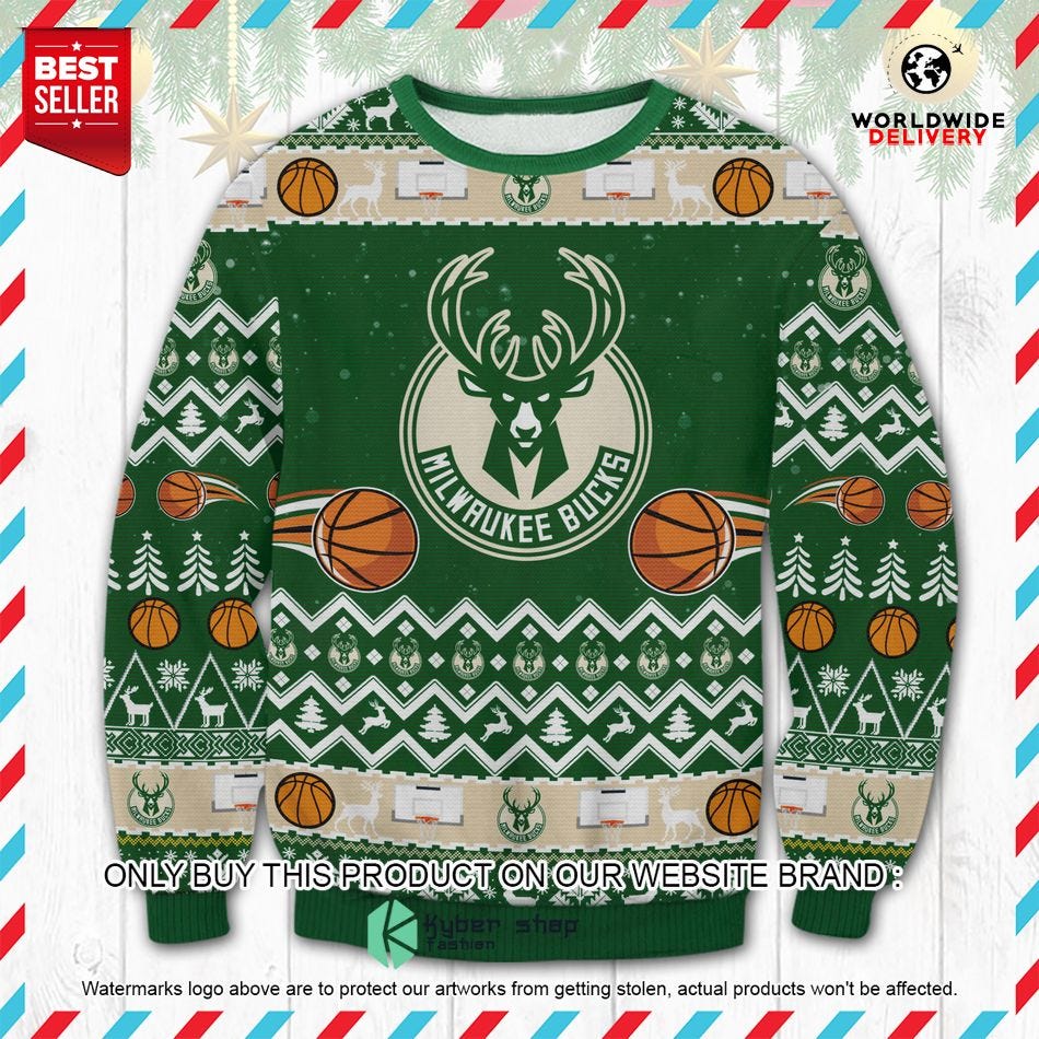 Milwaukee Bucks Christmas Sweater by Medium