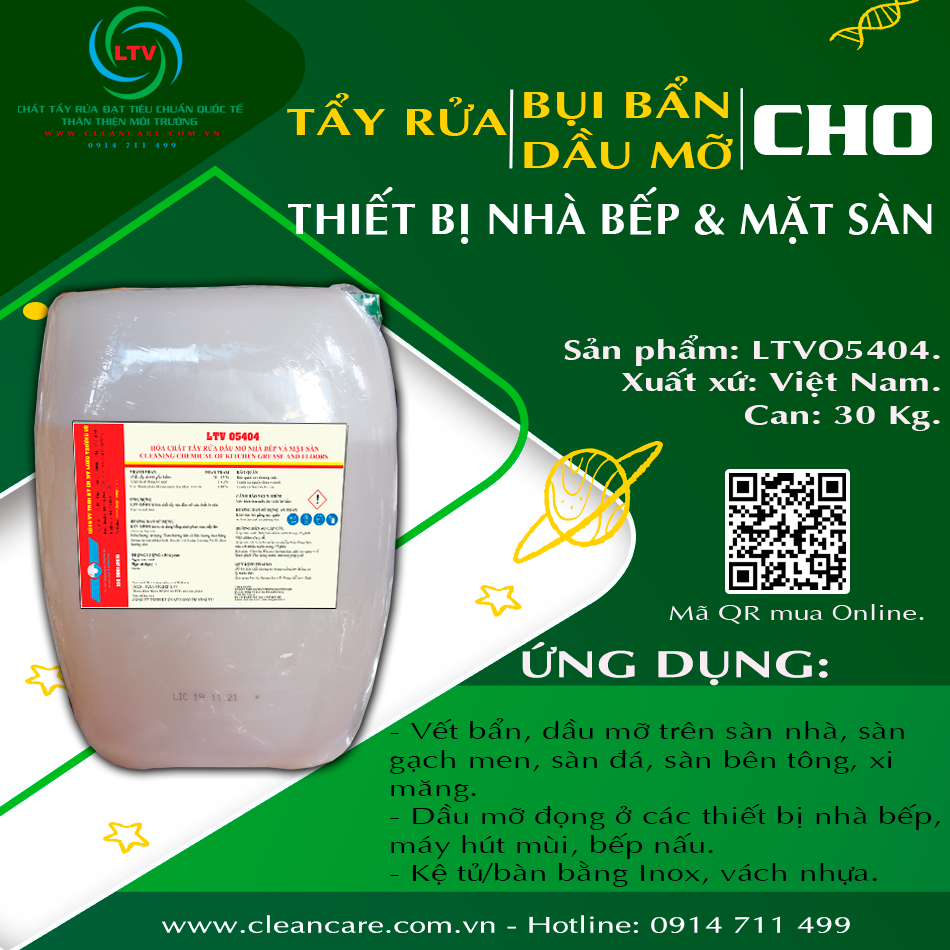GREASE REMOVER FOR KITCHEN EQUIPMENT AND FLOOR SURFACES — LTV O5404 by Cleancare Long Trường