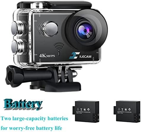 Xilecam Action Camera 1080P WiFi Sports Camera 4xZoom Action Camera  40m/131ft Underwater Waterproof with 2 X1050 mAh Batteries and  Multi-Function