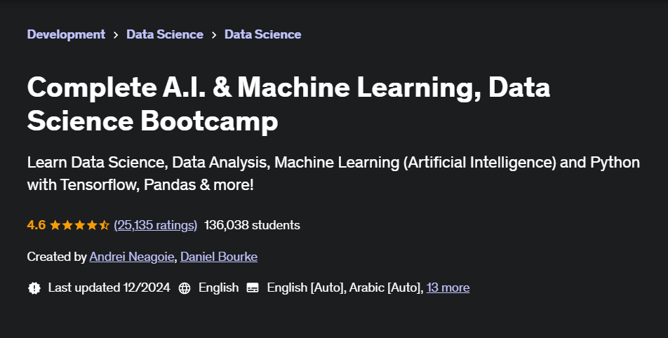 Complete A.I. & Machine Learning, Data Science Bootcamp | by GNFusion ...