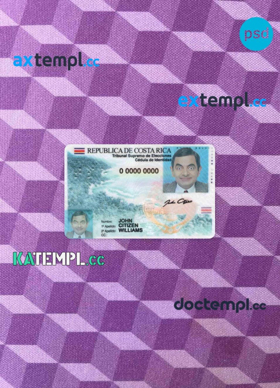 Costa Rica ID Card Editable PSD Files Scan And Photo Taken Image 2 In costa-rica-id-card-editable-psd-files-scan-and-photo-taken-image-2-in