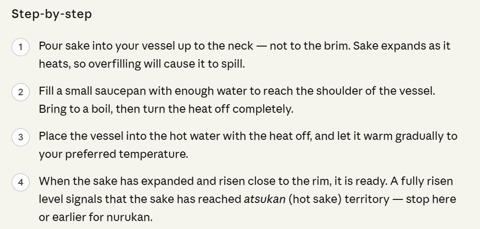 How to prepare warm sake