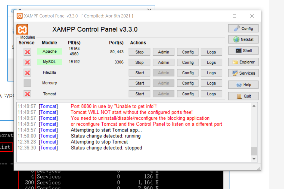 XAMPP Tomcat can't start with exception : Address already in use: NET_Bind  (Windows) | by Muhammad Tri Wibowo | Medium