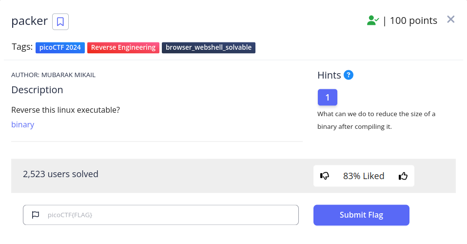 PicoCTF 2024 Reverse Engineering packer Write Up by adh1ka May