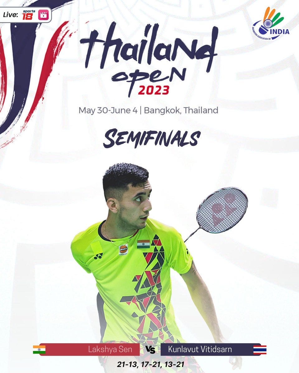 Lakshya Sens Sensational Run Storming into Thailand Open Semifinals on 3rd June” by Aakash Kansal Medium