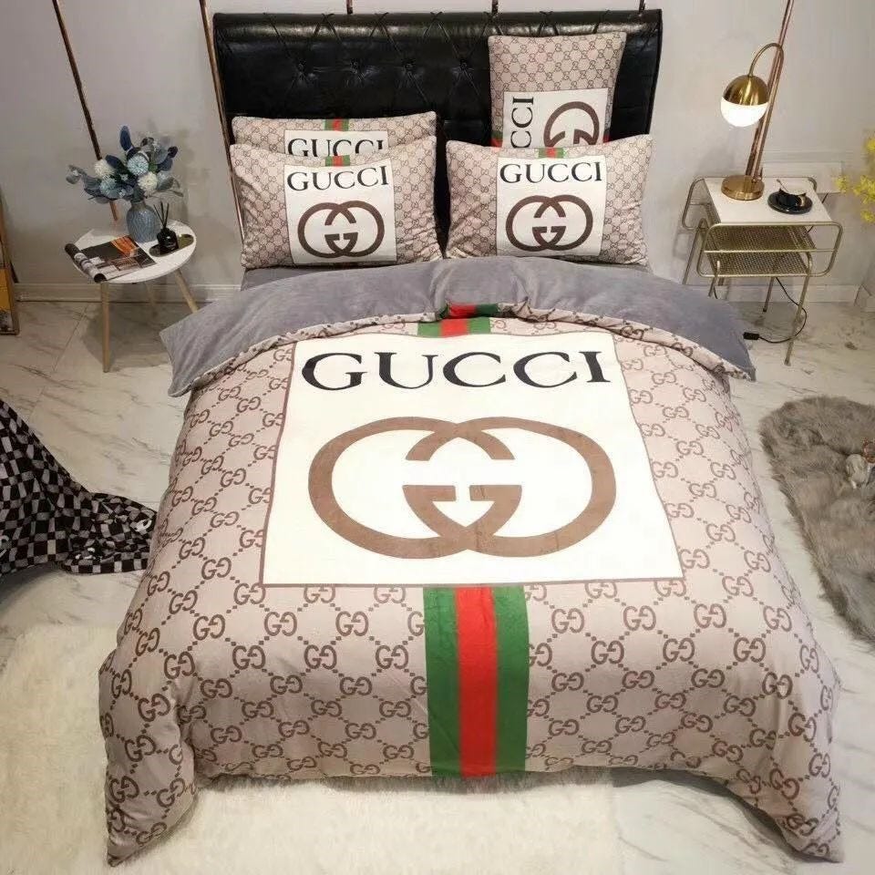 Louis Vuitton Logo Brand Bedding Set Bedspread Luxury Bedroom Home Decor, by SuperHyp Store
