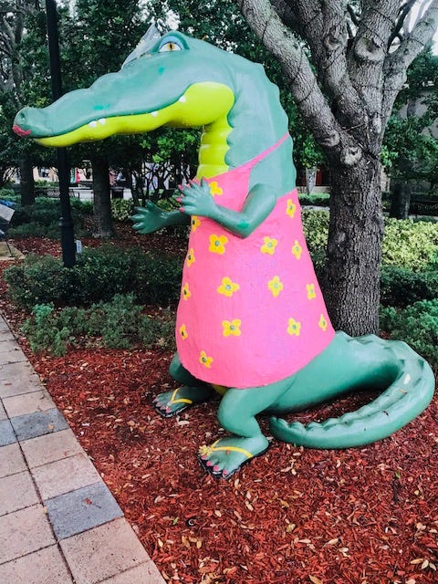 Sawgrass Mills Giant Alligator, Friendly greeter to one of …