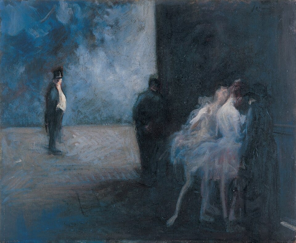 Jean-Louis Forain — Backstage―Symphony in Blue, 1900