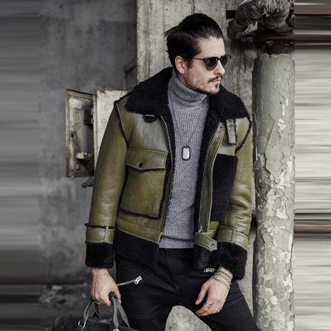 Men's B3 RAF Aviator Sheepskin Shearling Leather Jacket