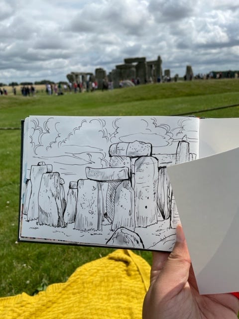 Stonehenge england sketch hand drawn outline illustration for print design  and travel marketing  CanStock