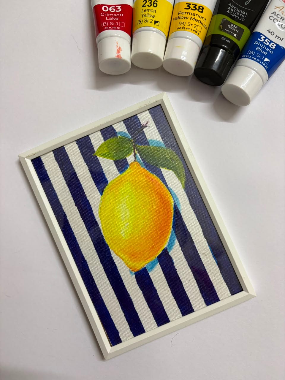 Acrylic art idea for beginners: Lemons
