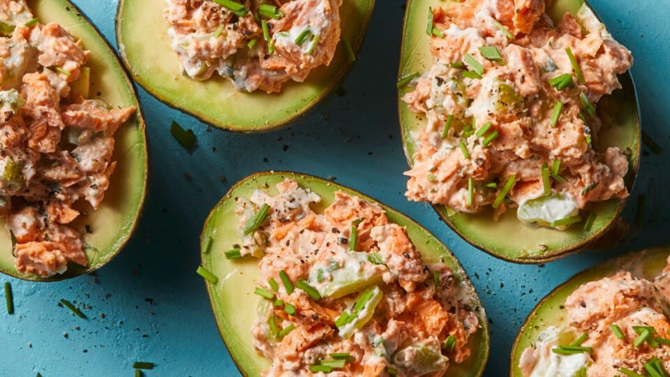 5 Lowcarb Avocado Recipes 🥑. SalmonStuffed Avocados by