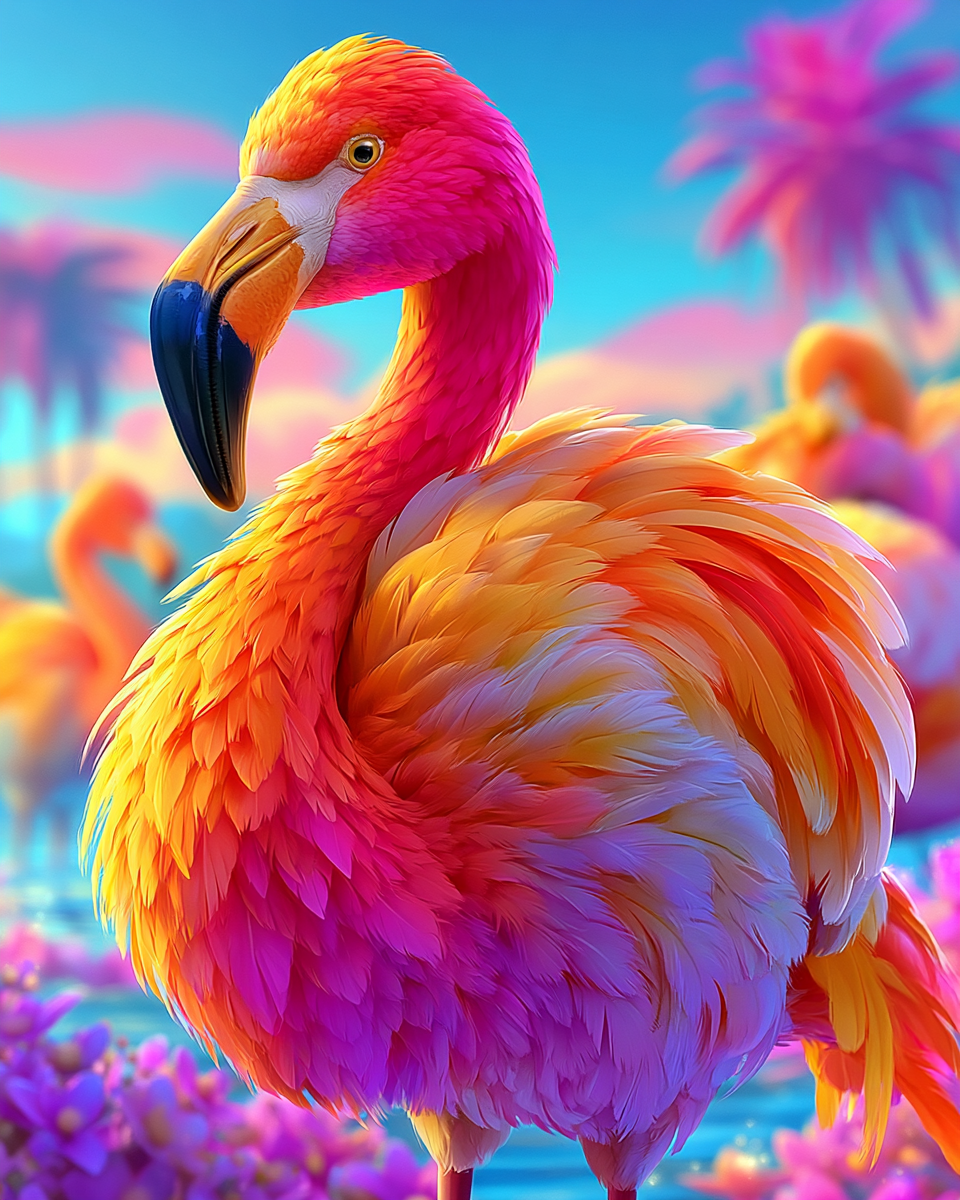 a beautiful flamingo image using SREF code: 504762628 — created by the author in Midjourney v8.1