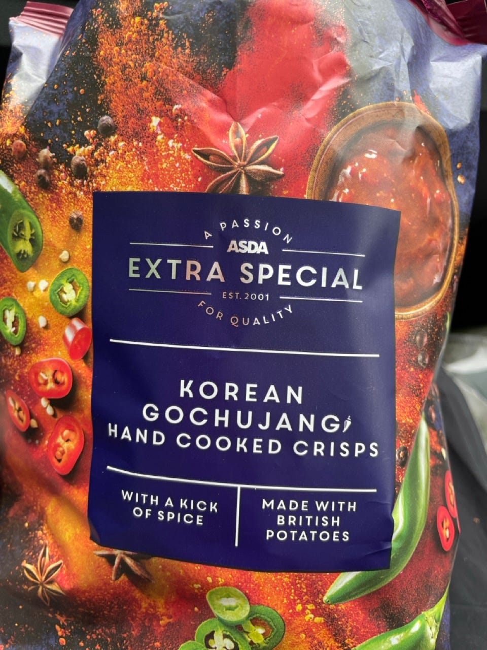 Review Asda Korean Gochujang Hand Cooked Crisps by trenchantly