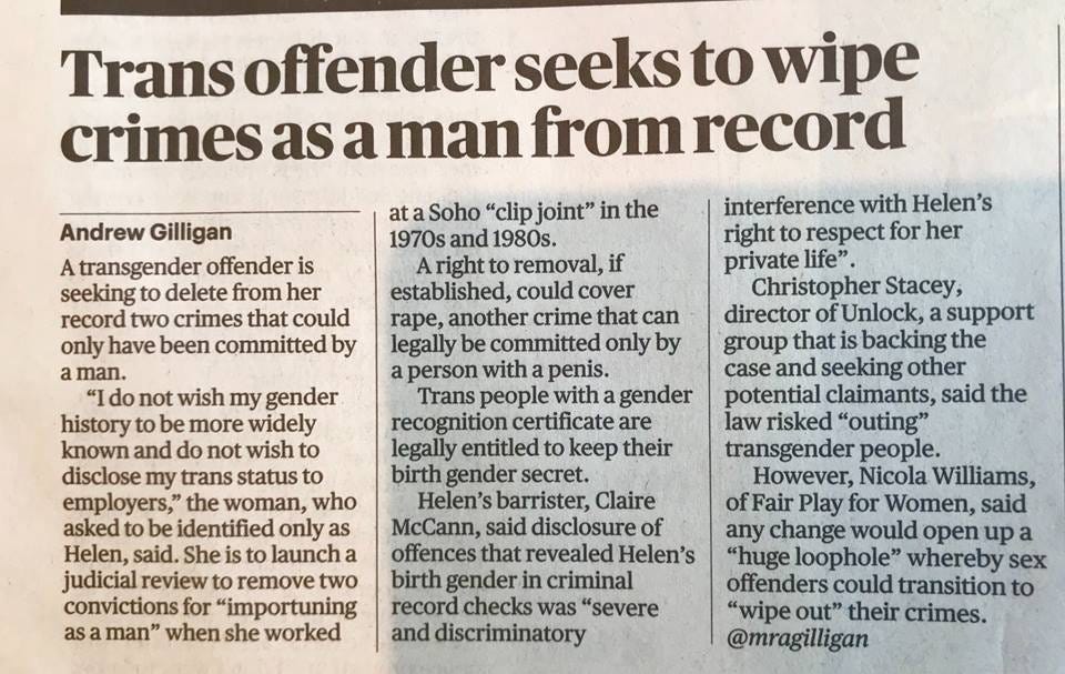 Andrew Gilligan the GRC may enable erasure of criminal history  
