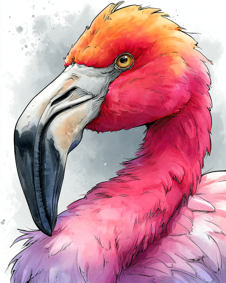 a beautiful flamingo image using SREF code: 3196071335 — created by the author in Midjourney v8.1
