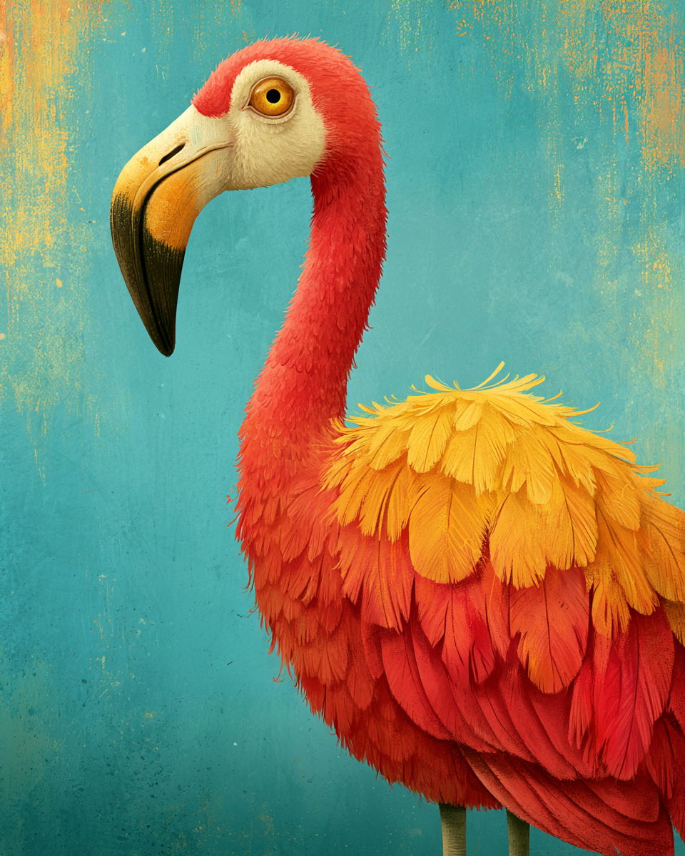 a beautiful flamingo image using SREF code: 4272658143 — created by the author in Midjourney v8.1