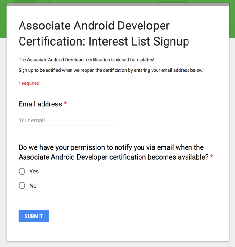associate android developer certification