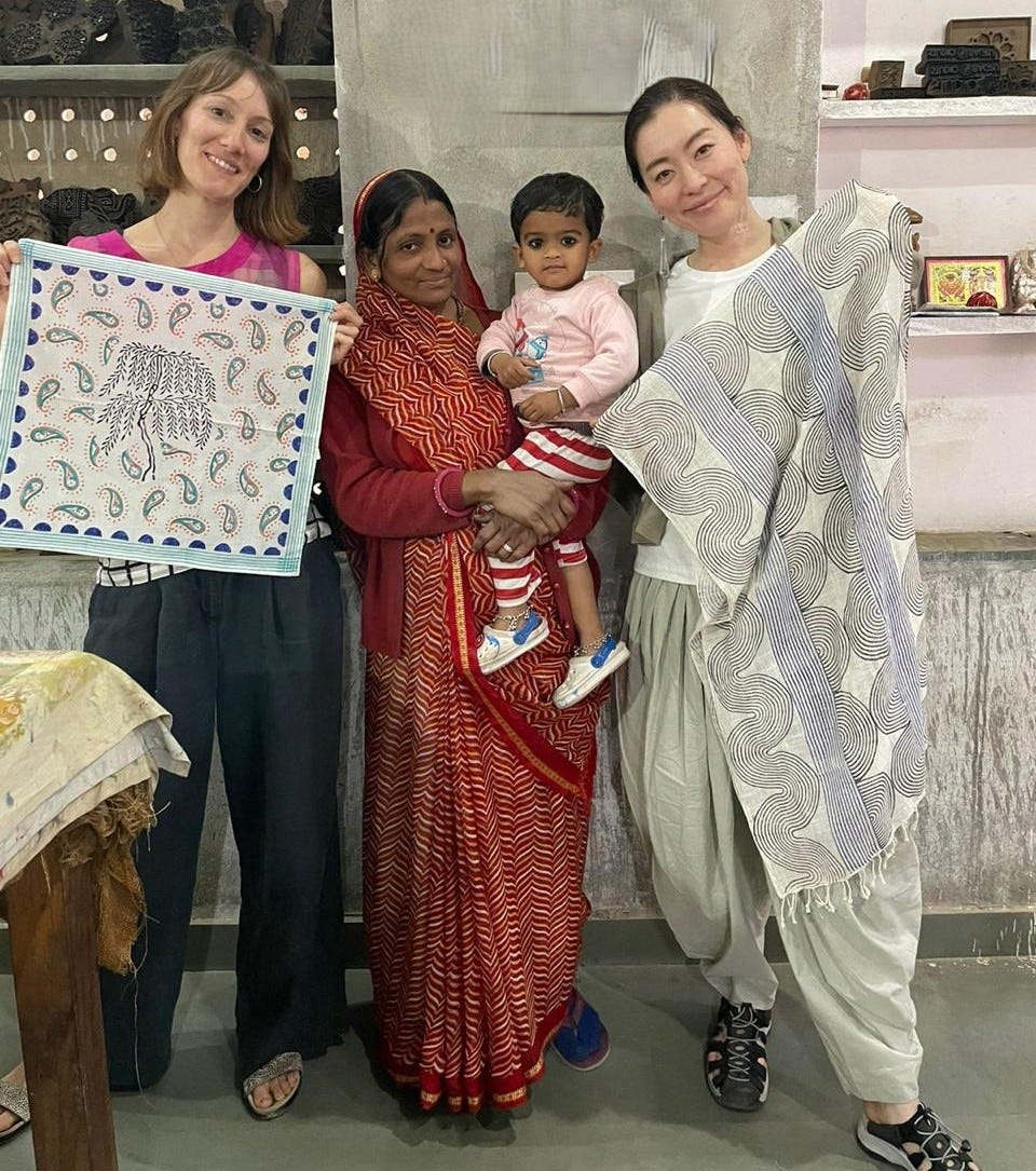 Fig: 2 Workshop guest with master artisan (sushila ji chhipa)
