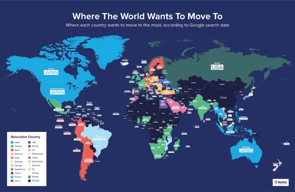 Where the World Wants to Work the most popular countries for moving