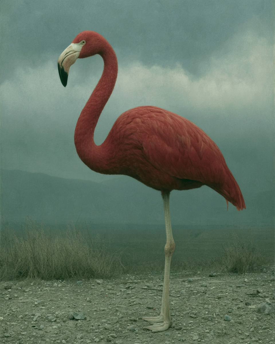 a beautiful flamingo image using SREF code: 4255324368 — created by the author in Midjourney v8.1