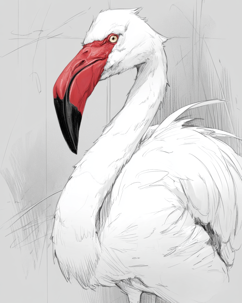 a beautiful flamingo image using SREF code: 3490742447 — created by the author in Midjourney v8.1