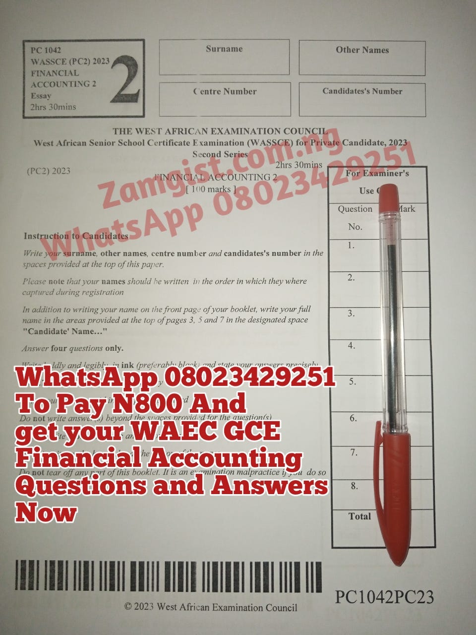 Waec Financial Accounting 2024 Expo Questions And Answers By Zamgist Waec Financial Accounting 2024 Expo Questions And Answers By Zamgist