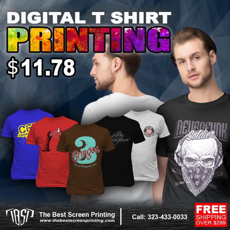 Affordable Digital T Shirt Printing in LA by The Best Screen Printing