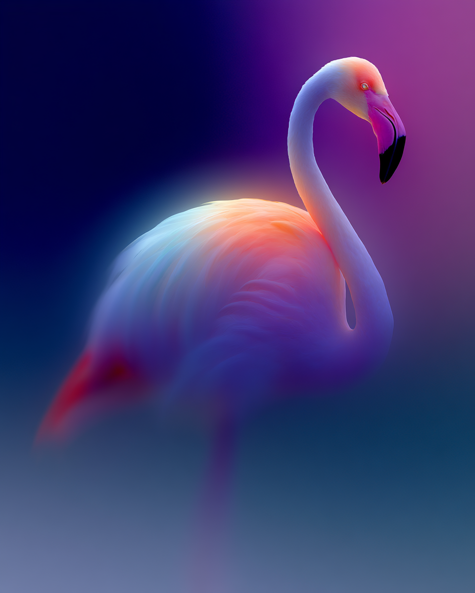 a beautiful flamingo image using 2 Blended SREF codes: 30966 3296781383 — created by the author in Midjourney v8.1