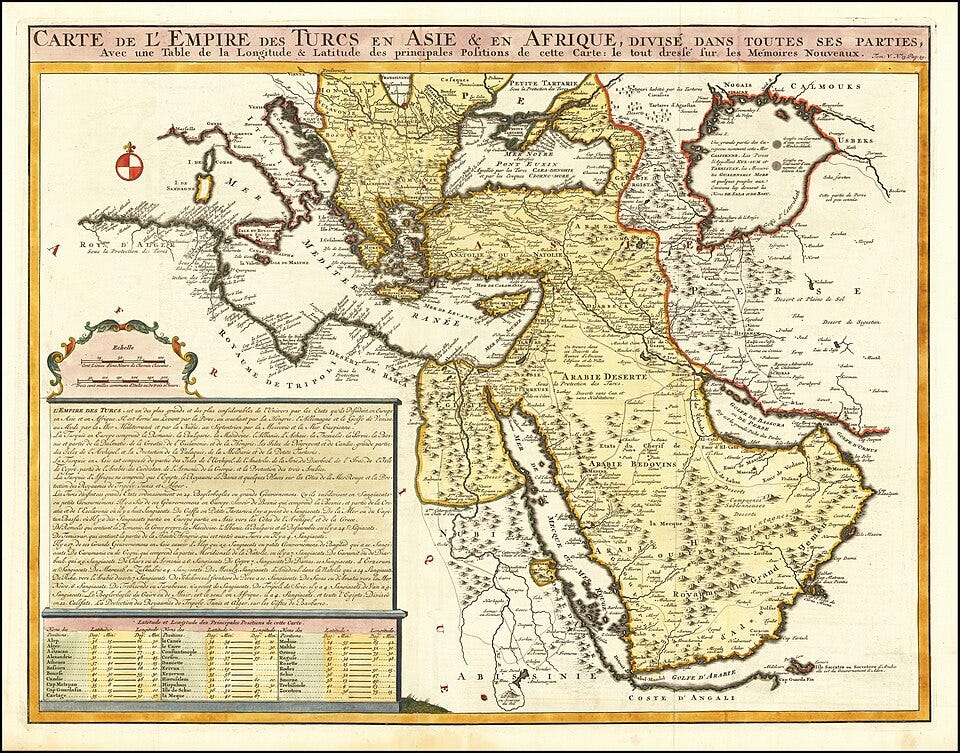 Peta Wilayah Kekaisaran Turki Ottoman. Sumber : Wikimedia Commons (Domain Public)