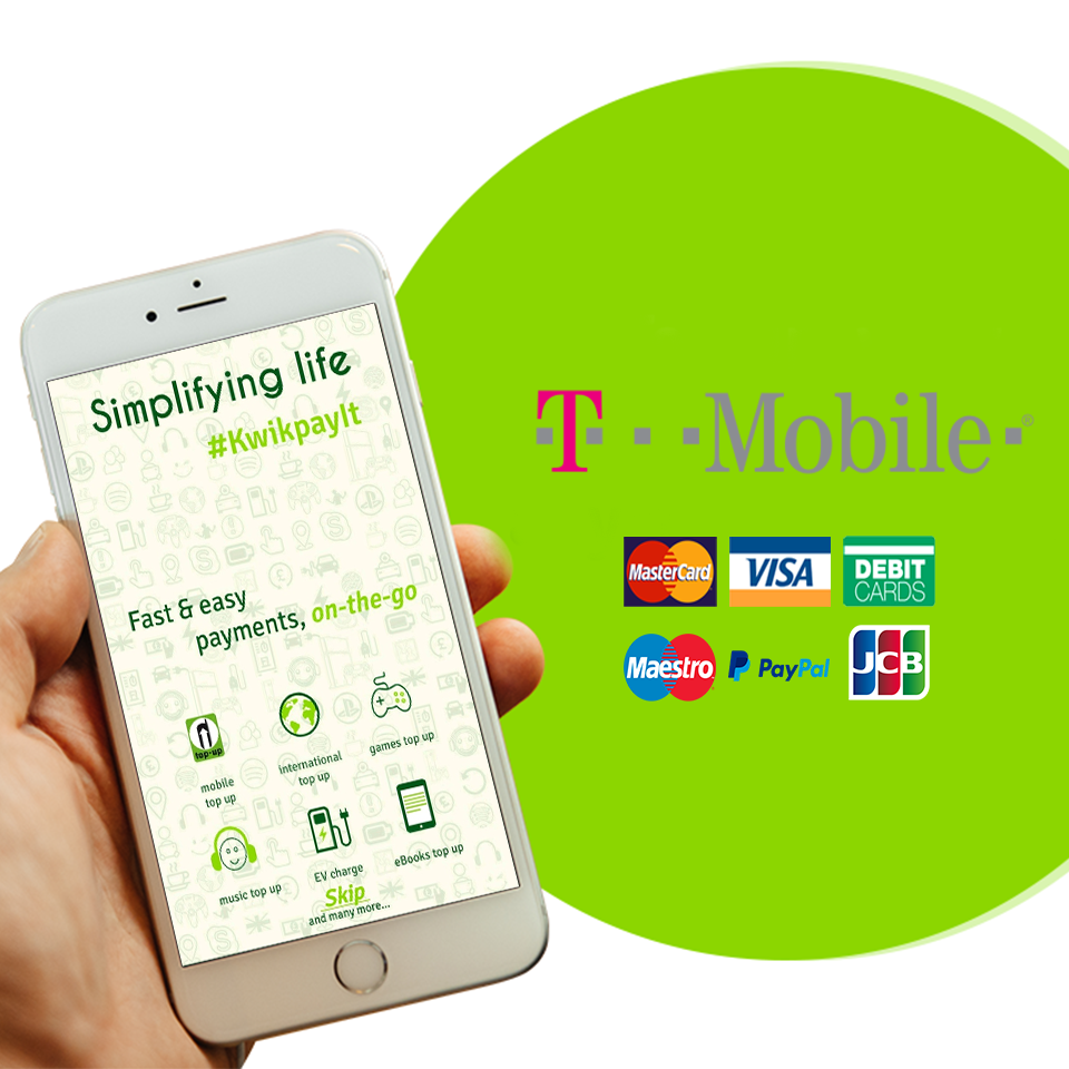 TMobile Top Up with PayPal, MasterCard, VISA, Maestro, JCB, Debit Card