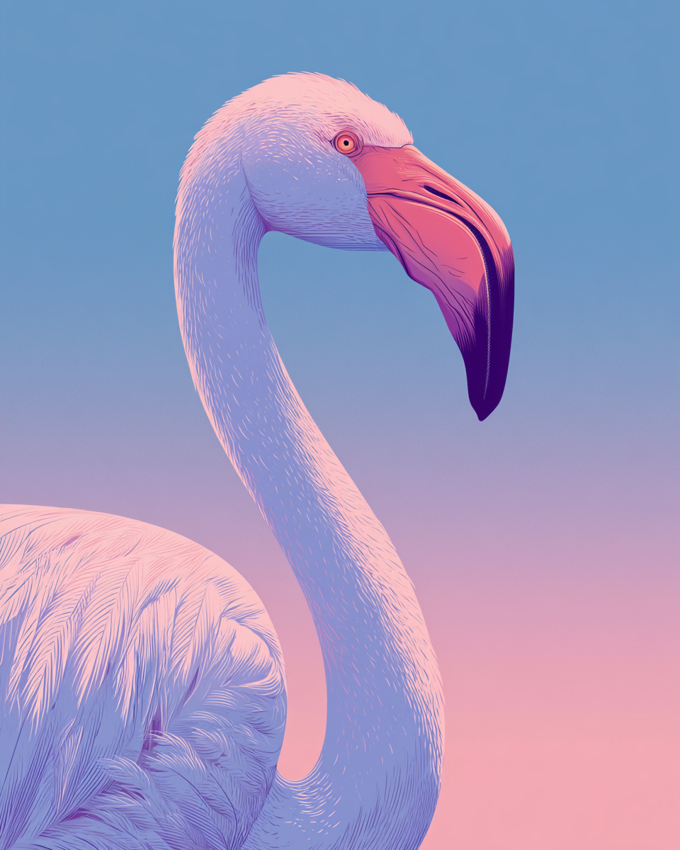 a beautiful flamingo image using SREF code: 3119259992 — created by the author in Midjourney v8.1