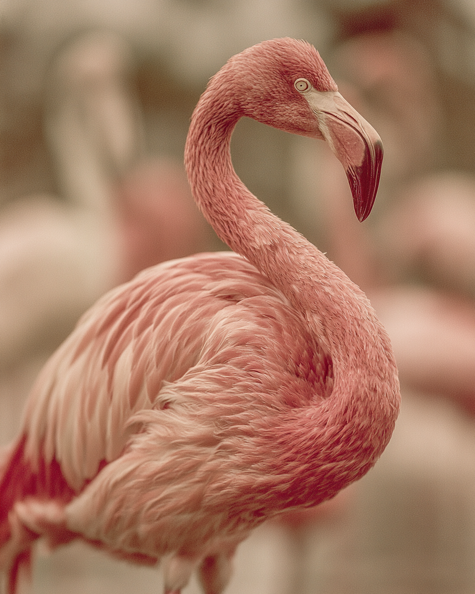 a beautiful flamingo image using SREF code: 1942998646 — created by the author in Midjourney v8.1