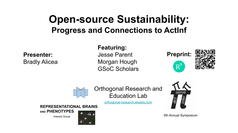 “Open-source Sustainability: progress and connections to ActInf”