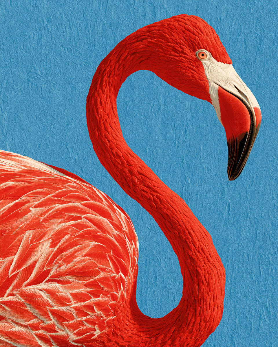 a beautiful flamingo image using SREF code: 3643183506 — created by the author in Midjourney v8.1