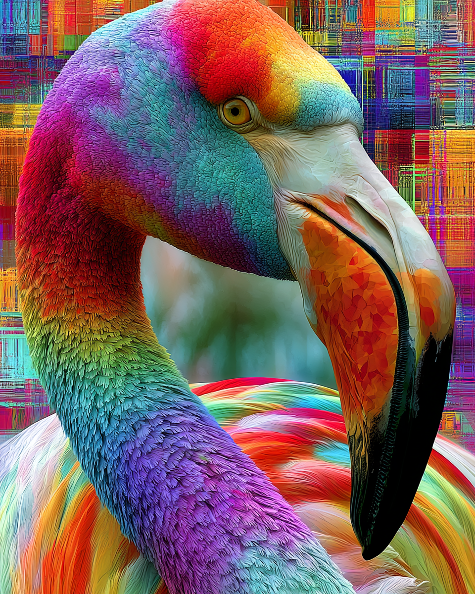 a beautiful flamingo image using SREF code: 1999999999 — created by the author in Midjourney v8.1