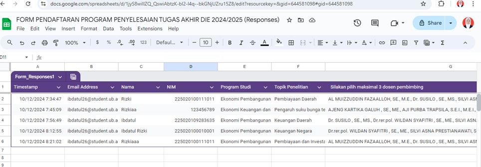 Meningkatkan Efisiensi Pendaftaran Tugas Akhir dengan Automasi Berbasis Google Forms, Sheets, dan…