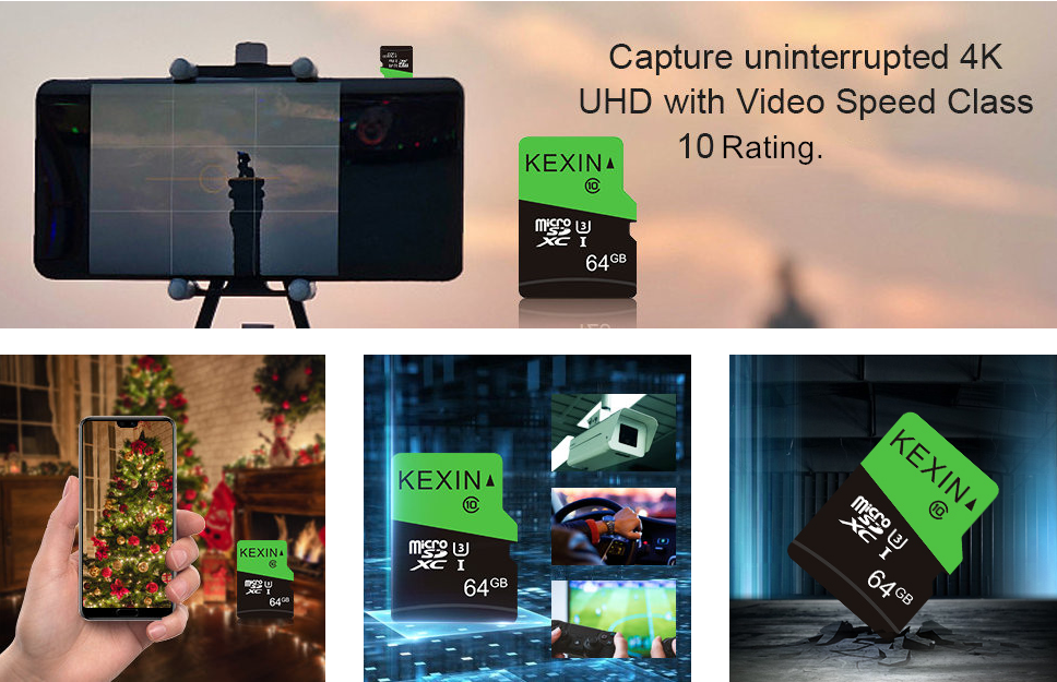 KEXIN 64GB Micro SD Card Class 10, U3, MicroSDXC UHS-I C10 Full HD & 4K UHD Memory Card, High…