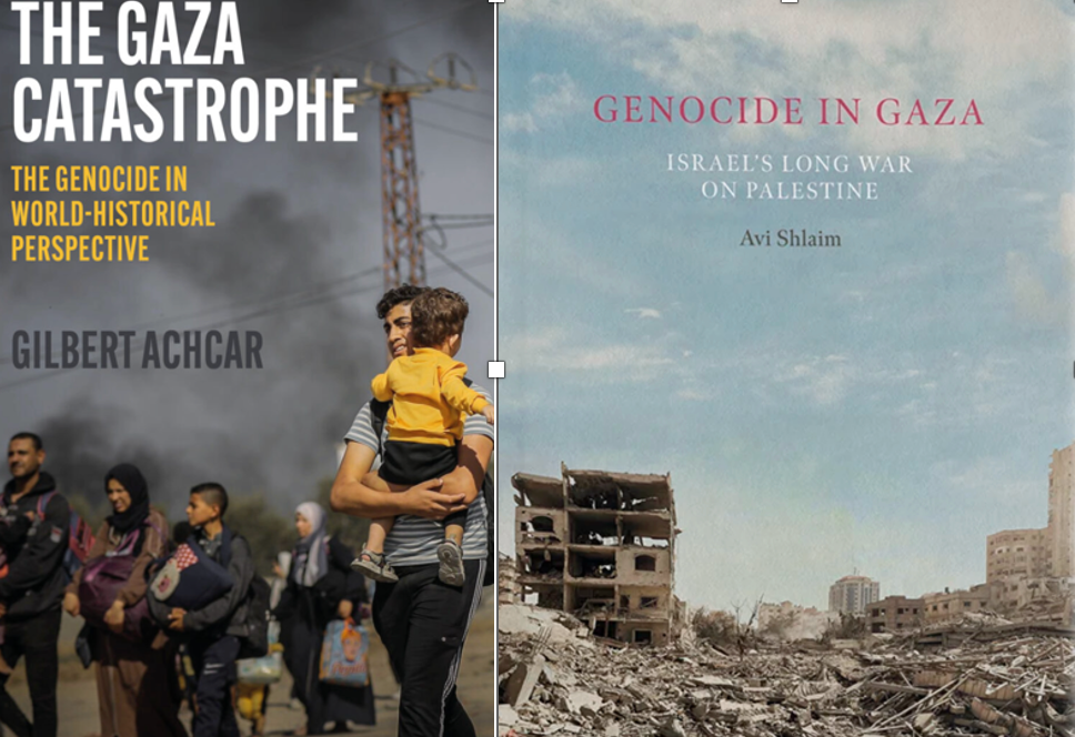 Gaza Catastrophe, published by UC Press in the US and Saqi Books in the UK (left). Genocide in Gaza, published by Irish Pages. (right).