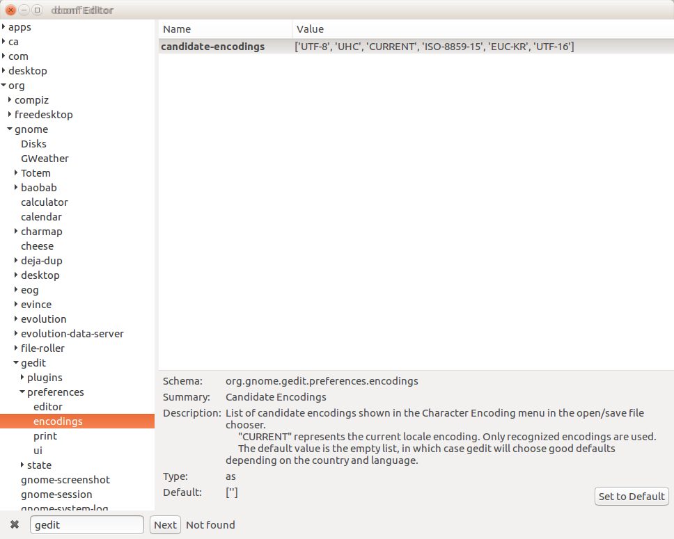 gedit 에서 한글 깨져 보이는 경우 해결안.. sudo aptget install dconfeditor by