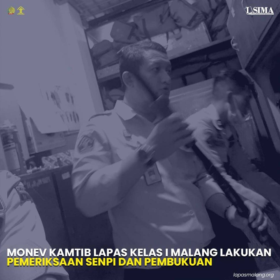 Lapas Kelas I Malang dapat Monev Kanwil Periksa Senpi, Pembukuan & Blok WBP