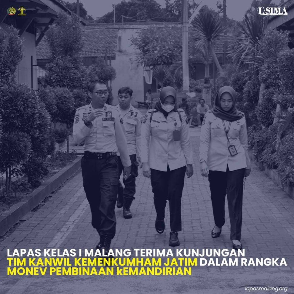 Lapas Kelas I Malang Dapat Kunjungan Kanwil Monev Pembinaan Kemandirian